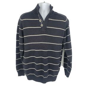 Westbury Henley Sweater Navy Blue White Stripe